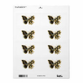 Gold Flower Butterfly met Black Orchid Etiket (Full Sheet)