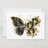 Gold Flower Butterfly met Black Orchid Feestdagenkaart (Voorkant)