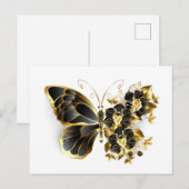 Gold Flower Butterfly met Black Orchid Feestdagenkaart (Voorkant / Achterkant)