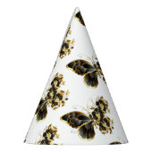 Gold Flower Butterfly met Black Orchid Feesthoedjes (Links)