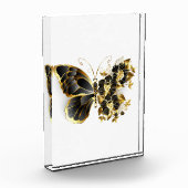 Gold Flower Butterfly met Black Orchid Fotoblokken (Links)