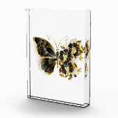 Gold Flower Butterfly met Black Orchid Fotoblokken (Rechts)