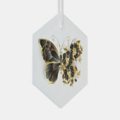 Gold Flower Butterfly met Black Orchid Glas Ornament (Voorkant Rechts)