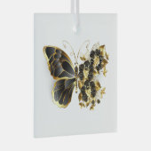 Gold Flower Butterfly met Black Orchid Glas Ornament (Voorkant Rechts)
