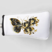 Gold Flower Butterfly met Black Orchid Golfheadcover (Voorkant)