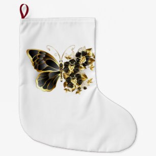 Gold Flower Butterfly met Black Orchid Grote Kerstsok