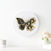 Gold Flower Butterfly met Black Orchid Grote Klok (Huis)