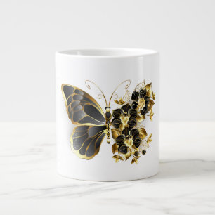 Gold Flower Butterfly met Black Orchid Grote Koffiekop