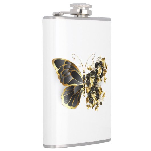 Gold Flower Butterfly met Black Orchid Heupfles (Rechts)