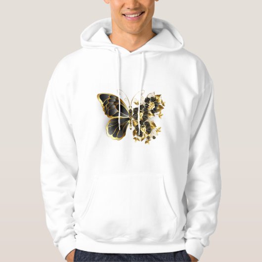 Gold Flower Butterfly met Black Orchid Hoodie (Voorkant)