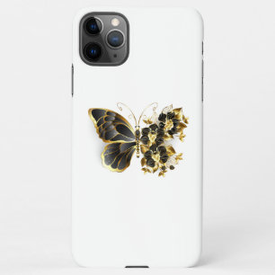 Gold Flower Butterfly met Black Orchid iPhone 11Pro Max Hoesje