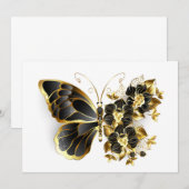 Gold Flower Butterfly met Black Orchid Kaart (Voorkant / Achterkant)