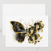 Gold Flower Butterfly met Black Orchid Kaart (Voorkant / Achterkant)