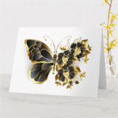 Gold Flower Butterfly met Black Orchid Kaart (Gele Bloem)