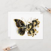 Gold Flower Butterfly met Black Orchid Kaart (Voorkant / Achterkant in situ)