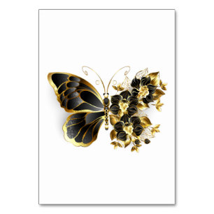 Gold Flower Butterfly met Black Orchid Kaart