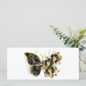Gold Flower Butterfly met Black Orchid Kaart (Staand voorkant)