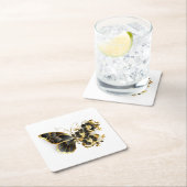 Gold Flower Butterfly met Black Orchid Kartonnen Onderzetters (Insitu)