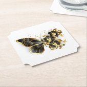 Gold Flower Butterfly met Black Orchid Kartonnen Onderzetters (Gekanteld)
