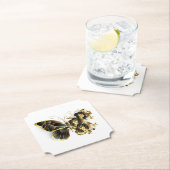 Gold Flower Butterfly met Black Orchid Kartonnen Onderzetters (Insitu)