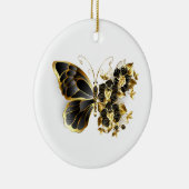 Gold Flower Butterfly met Black Orchid Keramisch Ornament (Rechts)