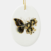 Gold Flower Butterfly met Black Orchid Keramisch Ornament (Achterkant)