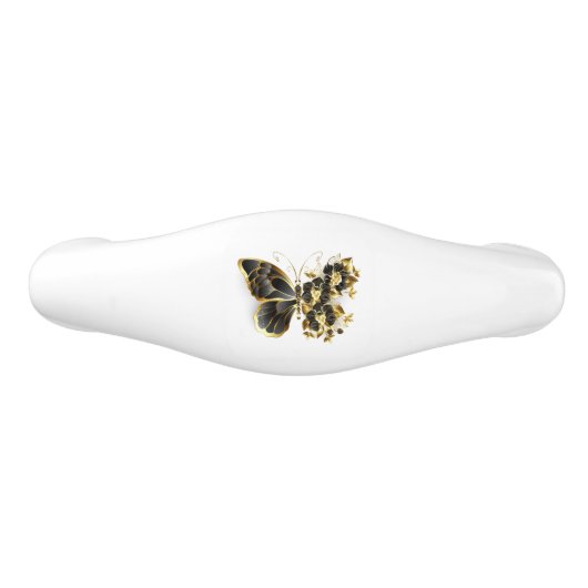 Gold Flower Butterfly met Black Orchid Keramische Ladegreep (Voorkant)