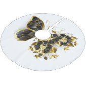 Gold Flower Butterfly met Black Orchid Kerstboom Rok (Gekanteld)