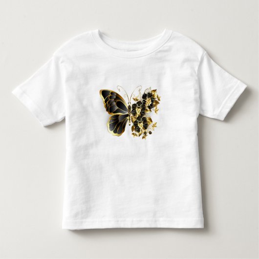 Gold Flower Butterfly met Black Orchid Kinder Shirts (Voorkant)