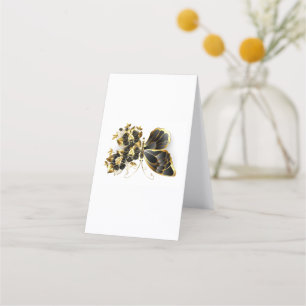 Gold Flower Butterfly met Black Orchid Klantenkaartje