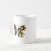 Gold Flower Butterfly met Black Orchid Koffiemok (Voorkant links)