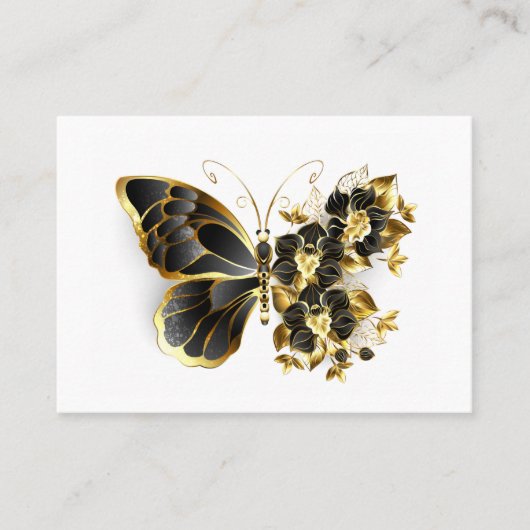 Gold Flower Butterfly met Black Orchid Kortingskaartje (Voorkant)
