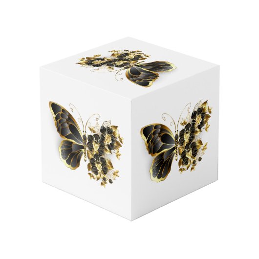 Gold Flower Butterfly met Black Orchid Kubus (Achter hoekig)