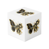 Gold Flower Butterfly met Black Orchid Kubus (Voorkant hoekig)