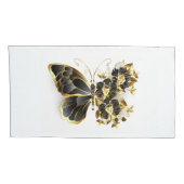 Gold Flower Butterfly met Black Orchid Kussensloop (Achterkant-Rechts)