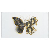 Gold Flower Butterfly met Black Orchid Kussensloop (Voorkant-Rechts)