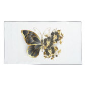Gold Flower Butterfly met Black Orchid Kussensloop (Achterkant-Links)