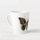 Gold Flower Butterfly met Black Orchid Latte Mok (Linkerhoek)