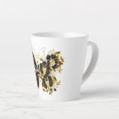 Gold Flower Butterfly met Black Orchid Latte Mok (Rechterhoek)
