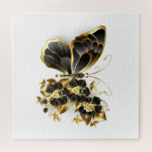 Gold Flower Butterfly met Black Orchid Legpuzzel (Horizontaal)