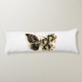 Gold Flower Butterfly met Black Orchid Lichaamskussen (Achterkant)