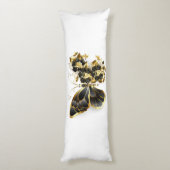 Gold Flower Butterfly met Black Orchid Lichaamskussen (Achterkant (Verticaal))