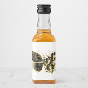 Gold Flower Butterfly met Black Orchid Likeurfles Etiket
