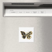 Gold Flower Butterfly met Black Orchid Magneet (Insitu (Vaatwasser))
