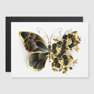 Gold Flower Butterfly met Black Orchid Magnetische Uitnodiging