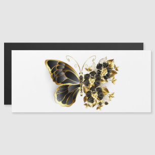 Gold Flower Butterfly met Black Orchid Magnetische Uitnodiging