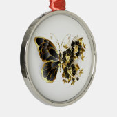 Gold Flower Butterfly met Black Orchid Metalen Ornament (Rechts)