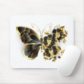 Gold Flower Butterfly met Black Orchid Muismat (Met muis)