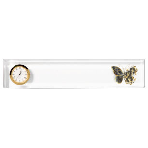 Gold Flower Butterfly met Black Orchid Naambordje