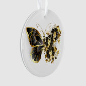 Gold Flower Butterfly met Black Orchid Ornament (voorkant)